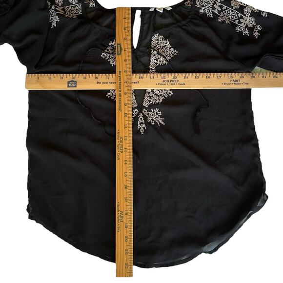 Womens Top Size Small Embroidery Sheer Black Witchy Western Biker Whimsigoth - Picture 2 of 6